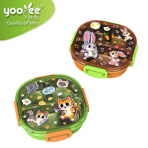 悠悅萌寵三格便當盒(520ml)